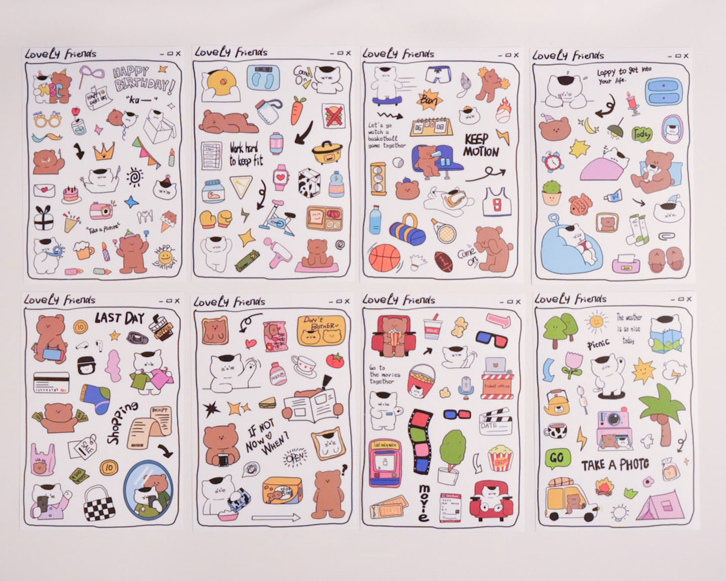 Lovely Friends Sticker Set (8 sheets)