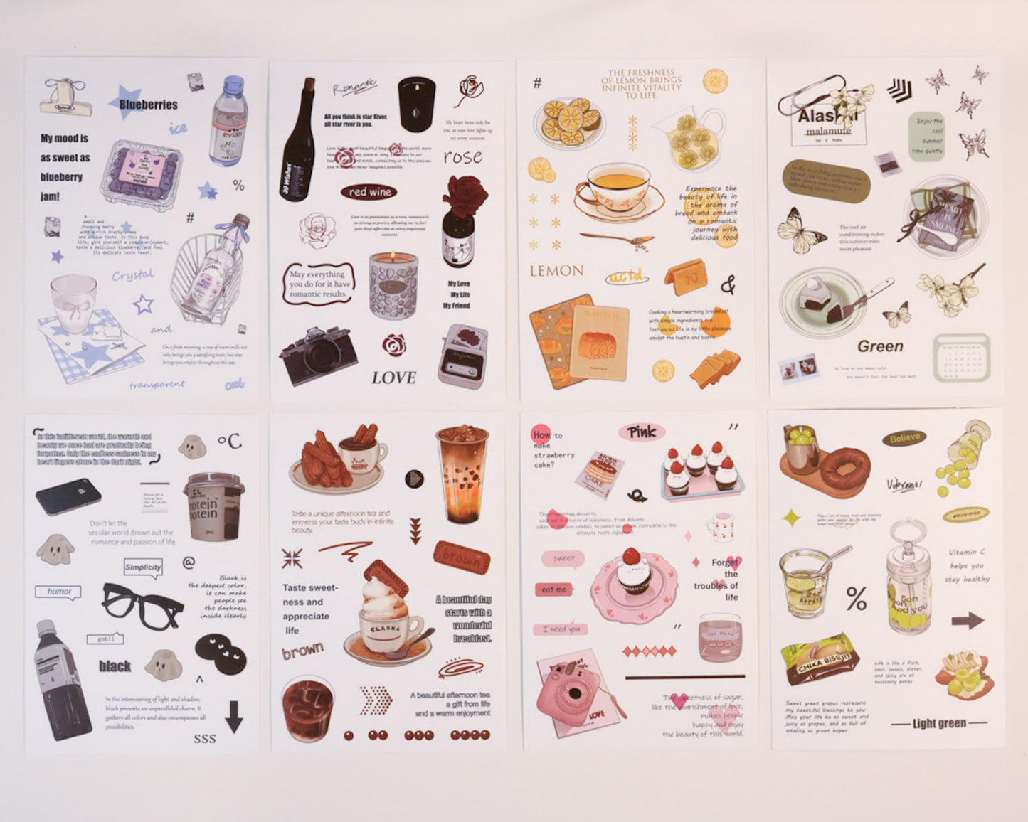 Aesthetic Sticker Set (8 Sheets)