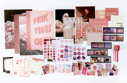 Pink Aesthetic Stationery Set – Scrapbook Kit, Stickers, Washi Tape & Photo Cards