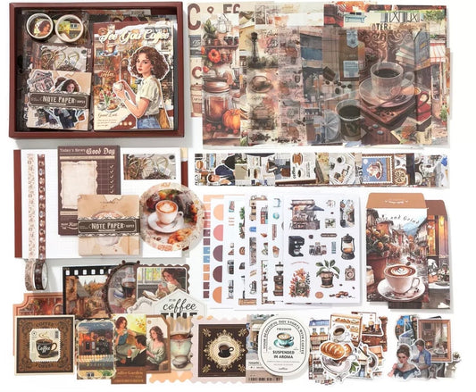 Vintage Coffee Aesthetic Journaling Kit – Scrapbook Bundle (147 pcs) ☕✨