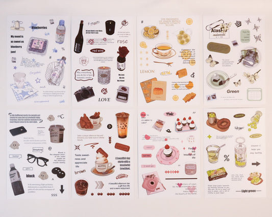 Aesthetic Sticker Set (8 Sheets)