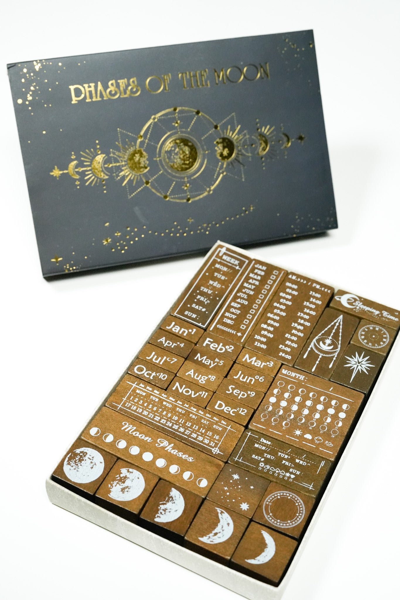 Moon Phases Wooden Stamp Set ✨